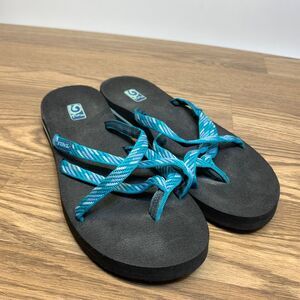 Teva Mush Women's 10 Turquoise Blue Strappy Flip Flop Sandals 6840 B